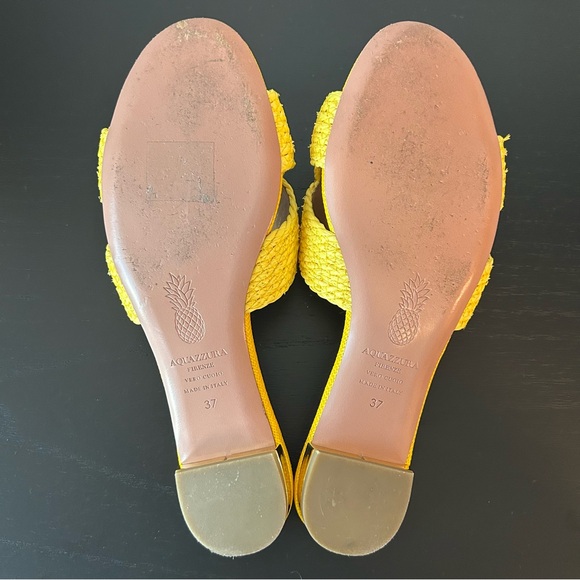Aquazzura Yellow Rope Raffia Slides - Picture 9 of 10